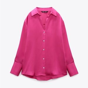 zara satin pink shirt